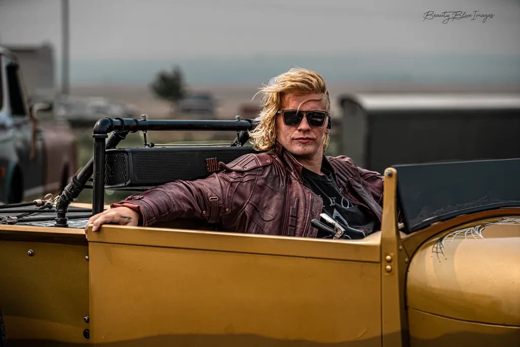 Rebel on Wheels: A Retro Journey of Confidence and Style