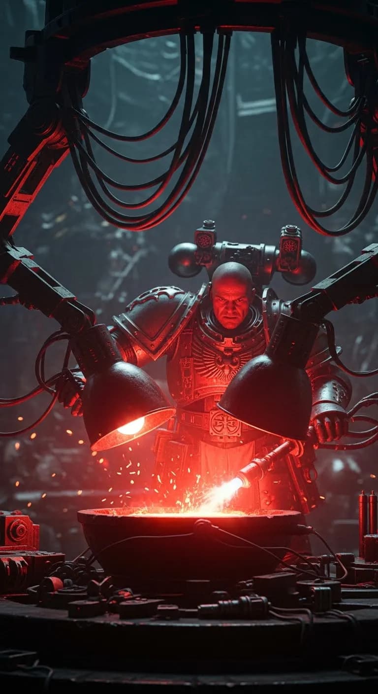 Forged in Red: The Mechanical Warrior's Epic Creation!