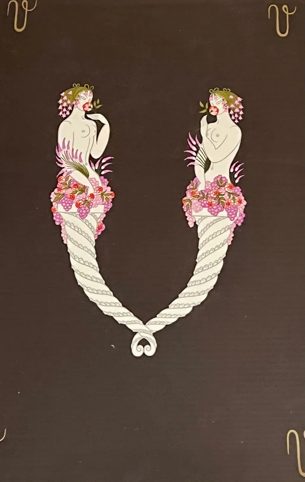 Whimsical Floral Duet: A Mythical Embrace of Nature and Elegance
