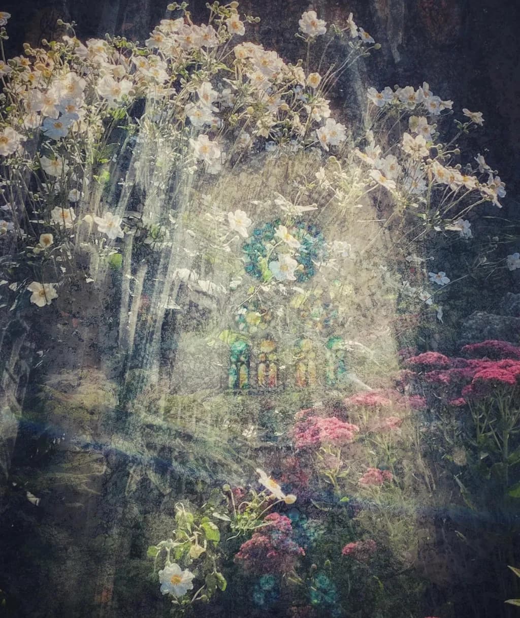 Whispers of Nature: A Stained-Glass Floral Dreamscape