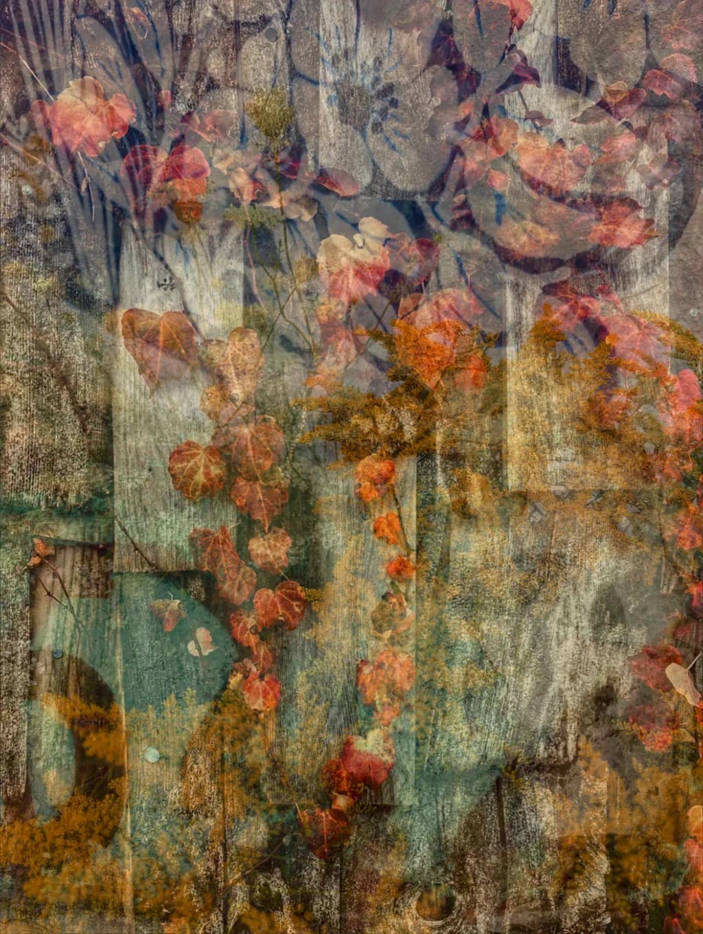 Whispers of Nature: A Vibrant Abstract Floral Journey Through Textured Layers