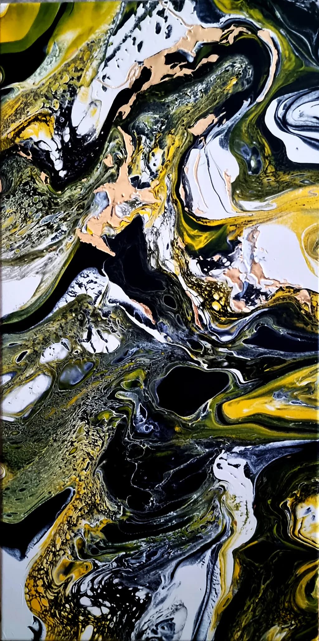 Whispers of Nature: A Dance of Gold and Green in Abstract Harmony