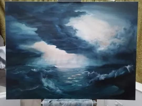 Stormy Serenity: A Dramatic Seascape of Clouds and Ocean Waves