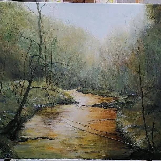 Whispers of Autumn: A Serene River Journey Through Misty Woods
