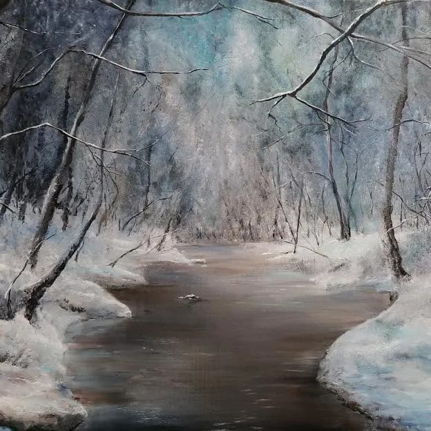 Whispers of Winter: A Serene Journey Through a Snowy Forest Stream