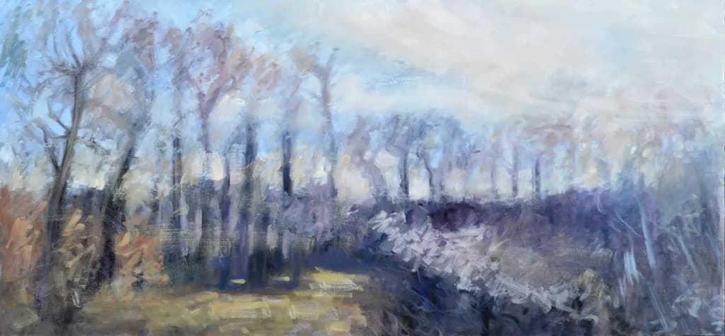 Whispers of Serenity: An Abstract Landscape of Trees in Soft Colors