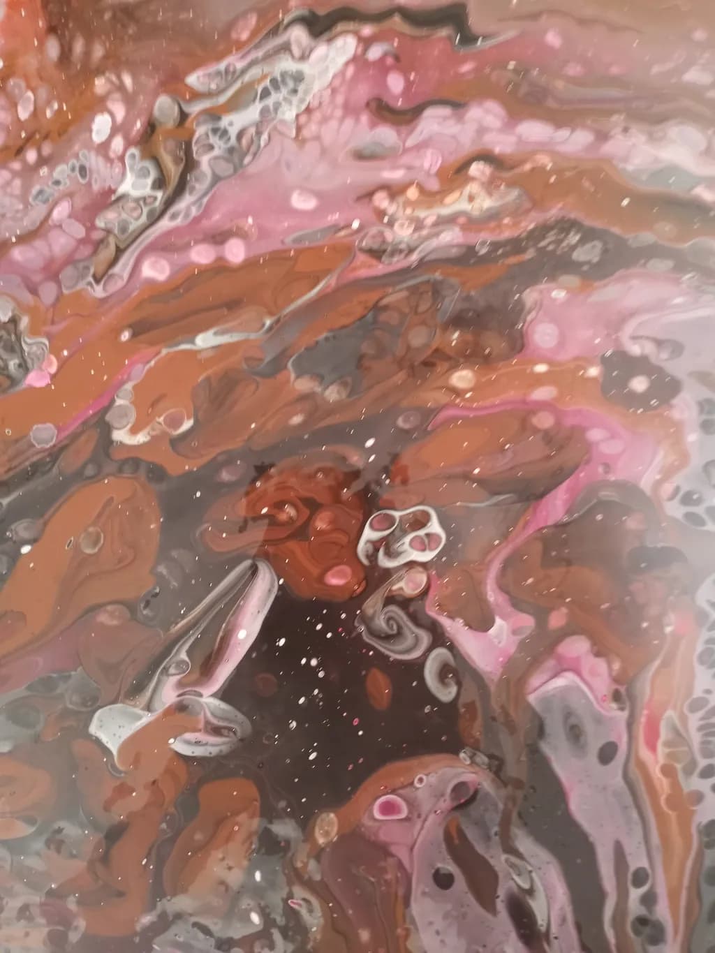 Whispers of Earth: A Fluid Dance of Brown and Pink Hues in Abstract Art