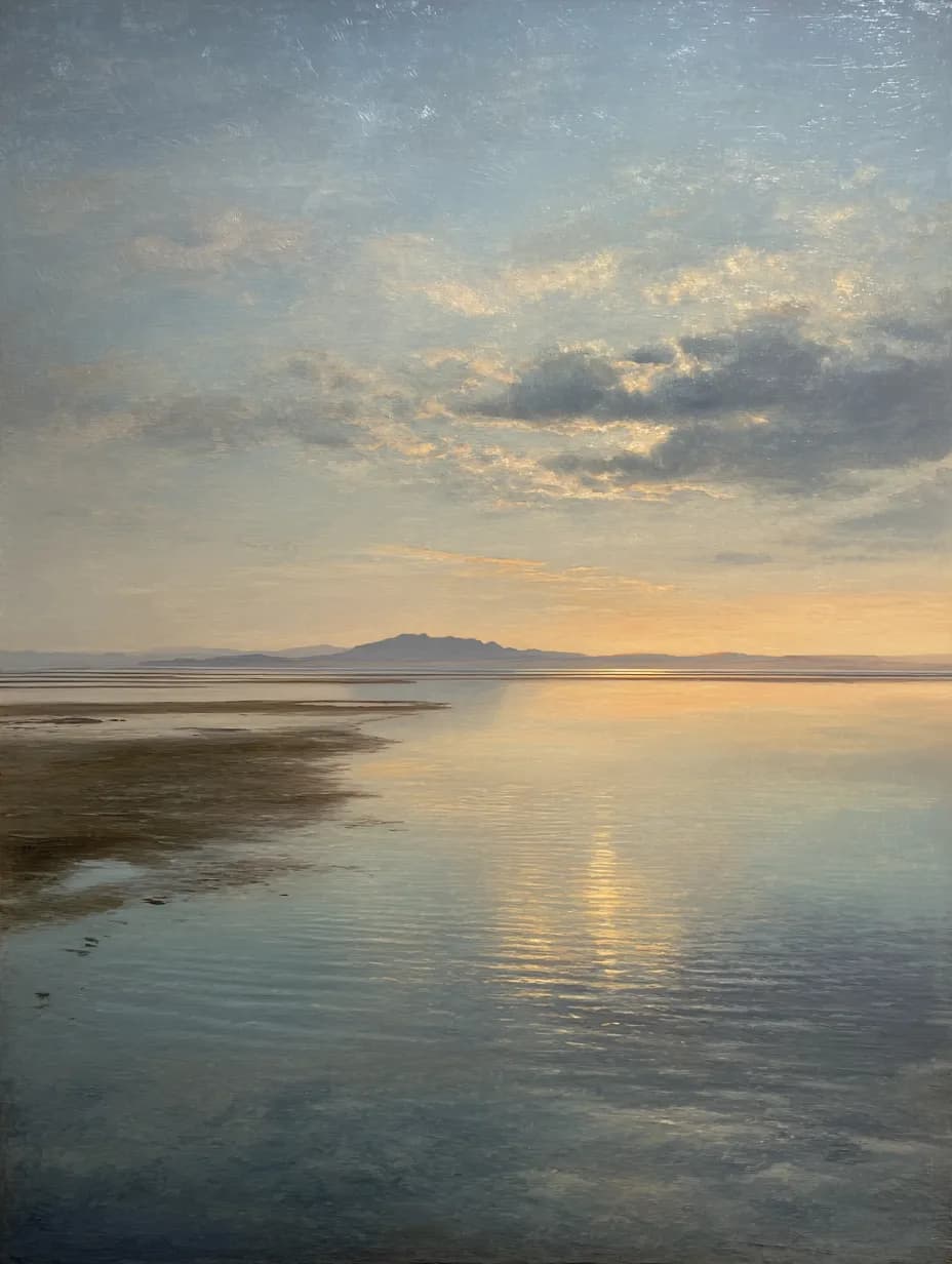 Serenity at Twilight: A Tranquil Landscape Reflection