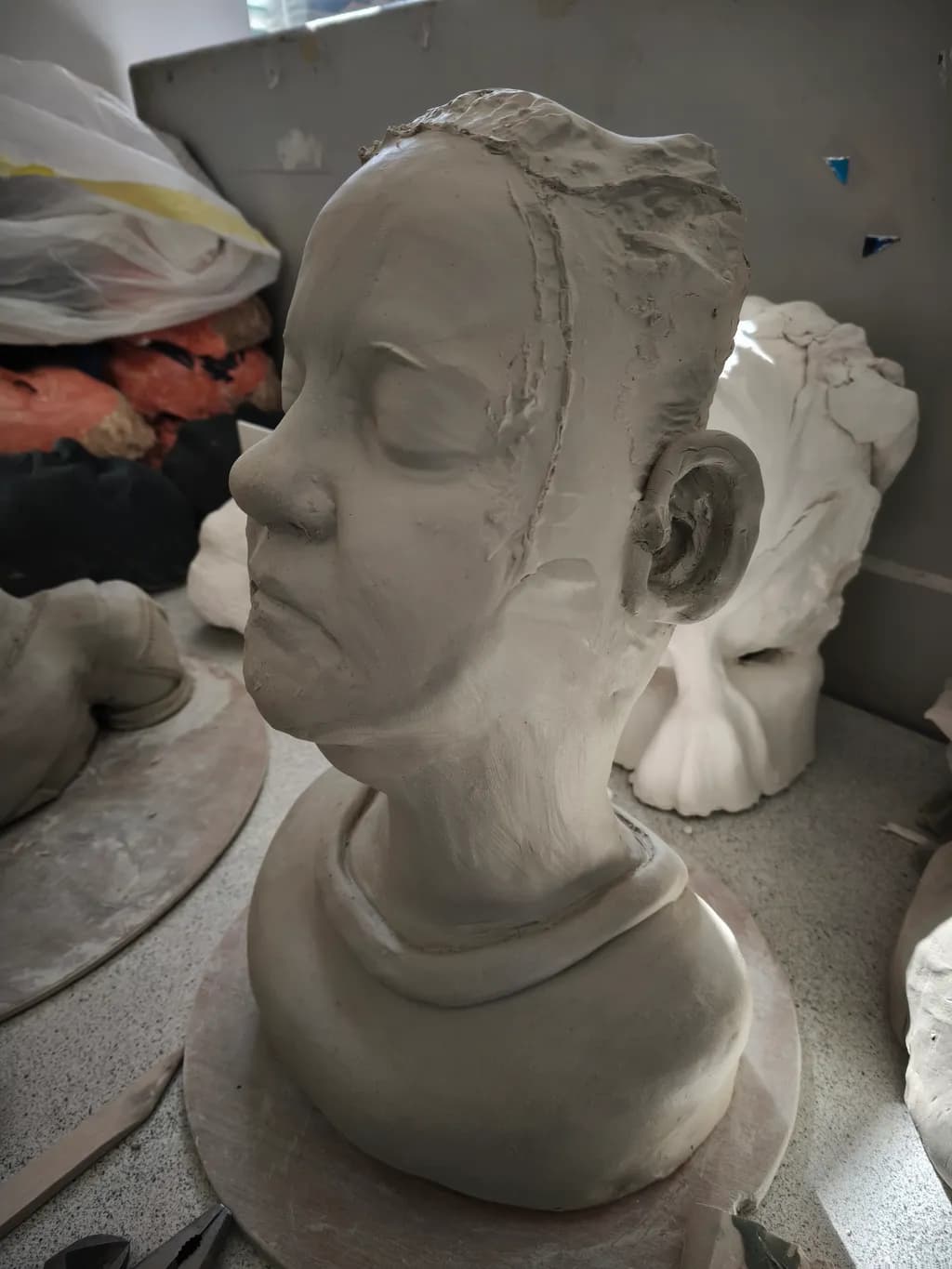 Pensive Clay Portrait