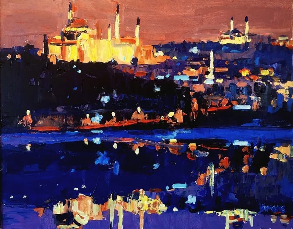 Whispers of Istanbul: A Vibrant Evening Reflection on the Bosphorus