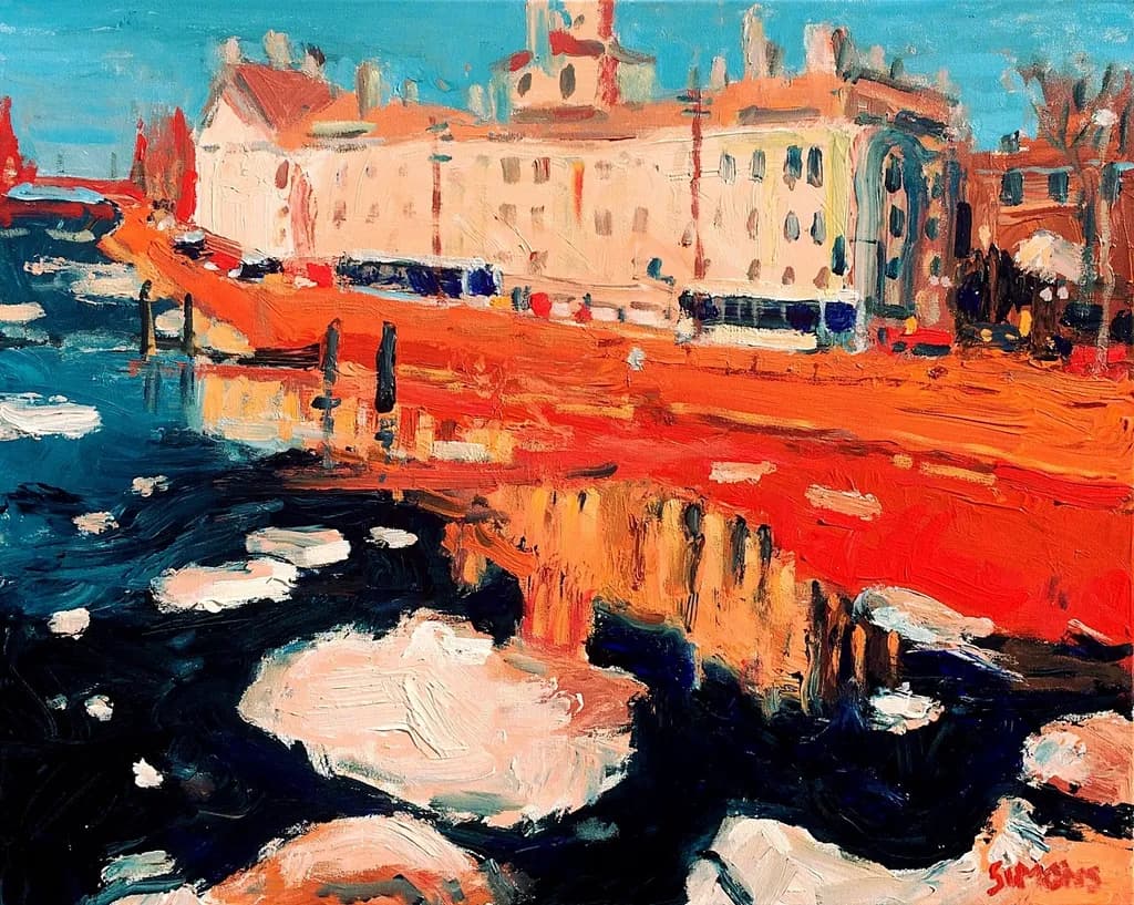 Vibrant Reflections: A Winter's Embrace on the Water's Edge