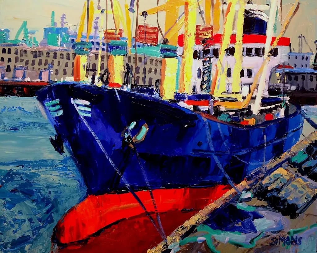 Harbor Symphony: A Vibrant Dance of Color and Industry