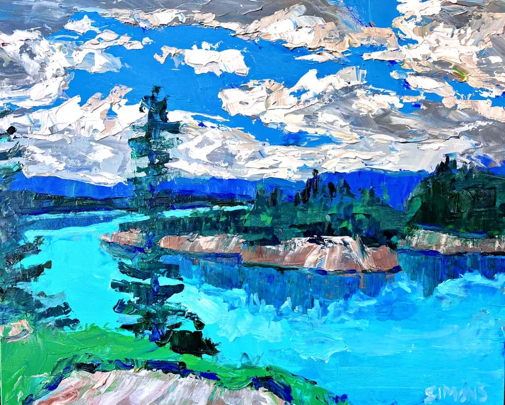 Serenity by the Water: A Vibrant Landscape of Tranquil Blues and Lush Greens