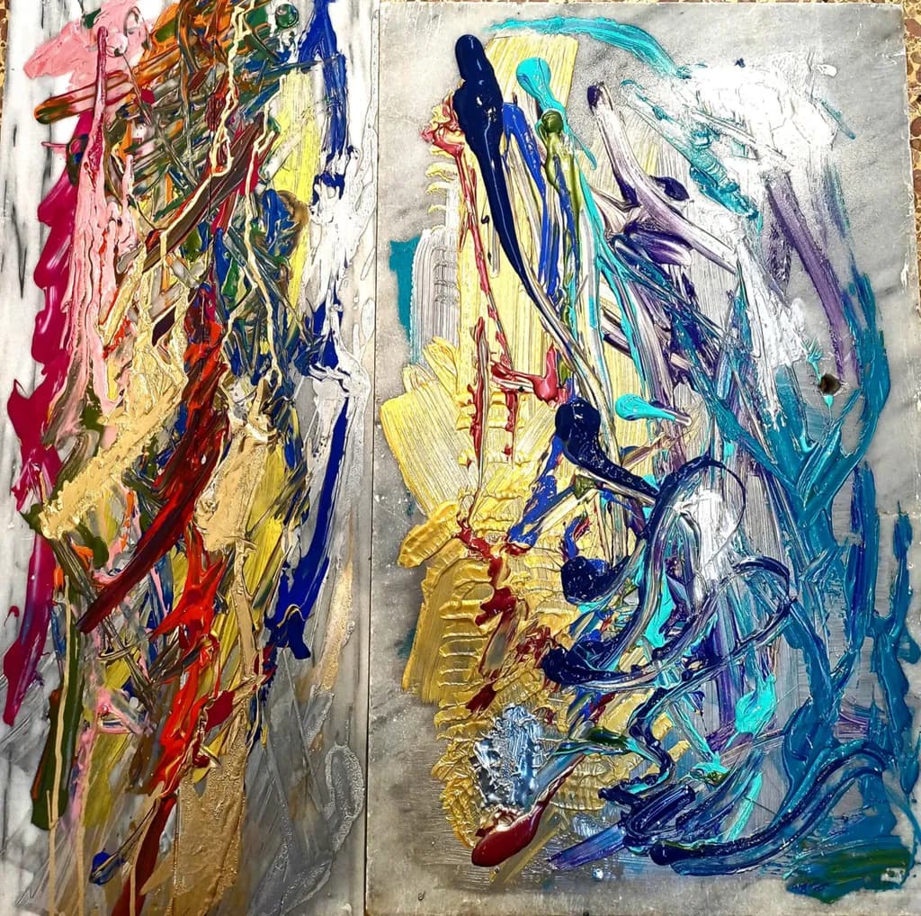 Vibrant Whirlwind: A Dance of Color and Texture in Abstract Expressionism
