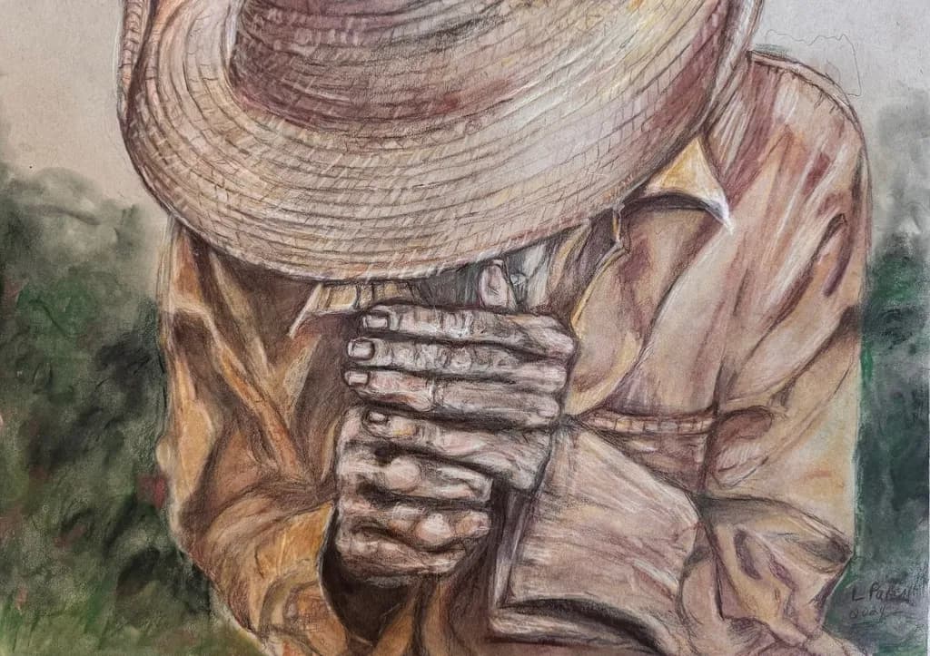 Man with Hat and Hands