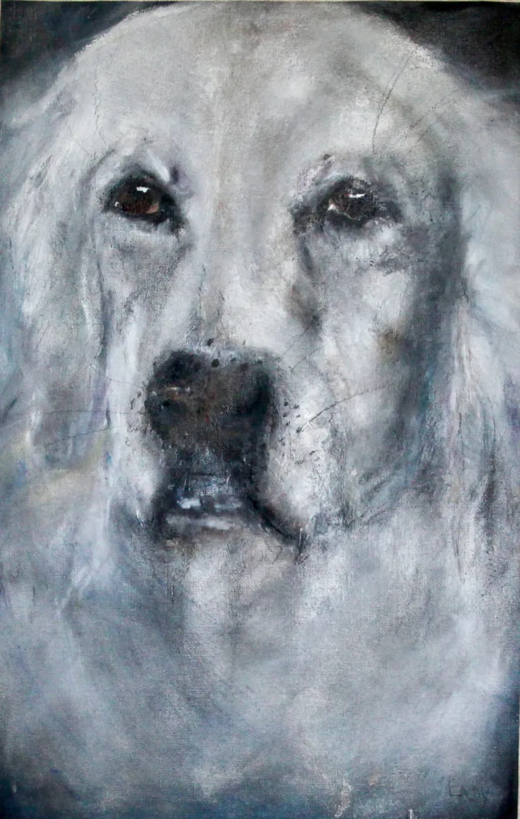 Oil Painting Charcoal Dog Portrait