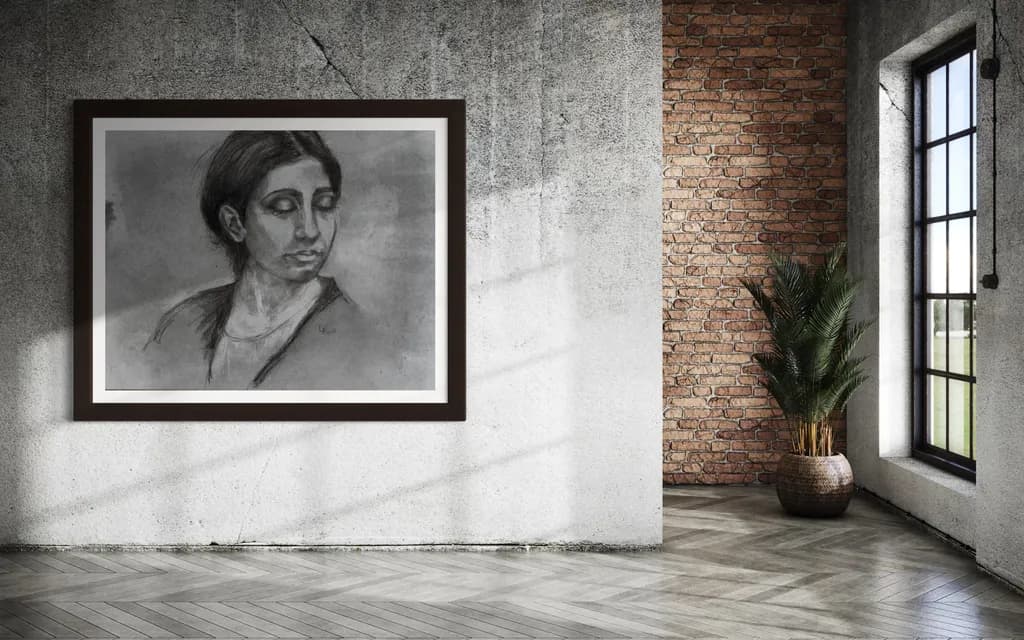 Whispers of Contemplation: A Charcoal Portrait of Serenity
