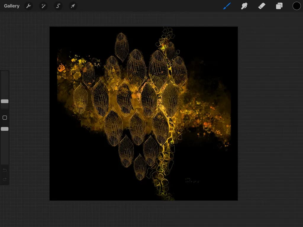 Golden Whispers: A Dance of Light and Shadow in Abstract Form