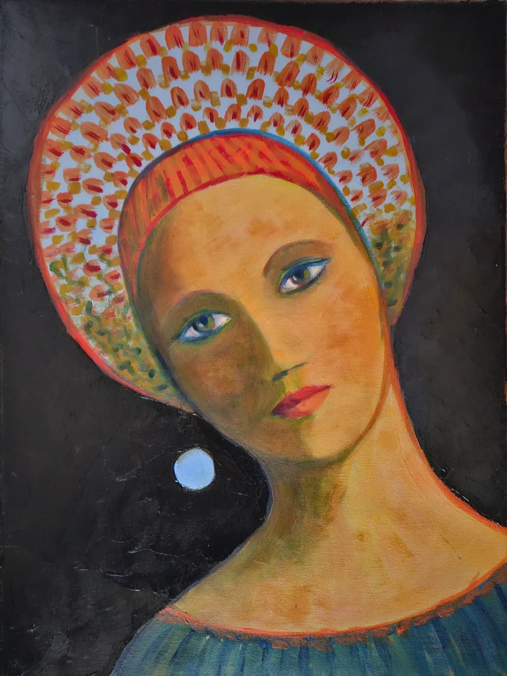 Whispers of the Moon: A Portrait of Serenity and Colorful Elegance