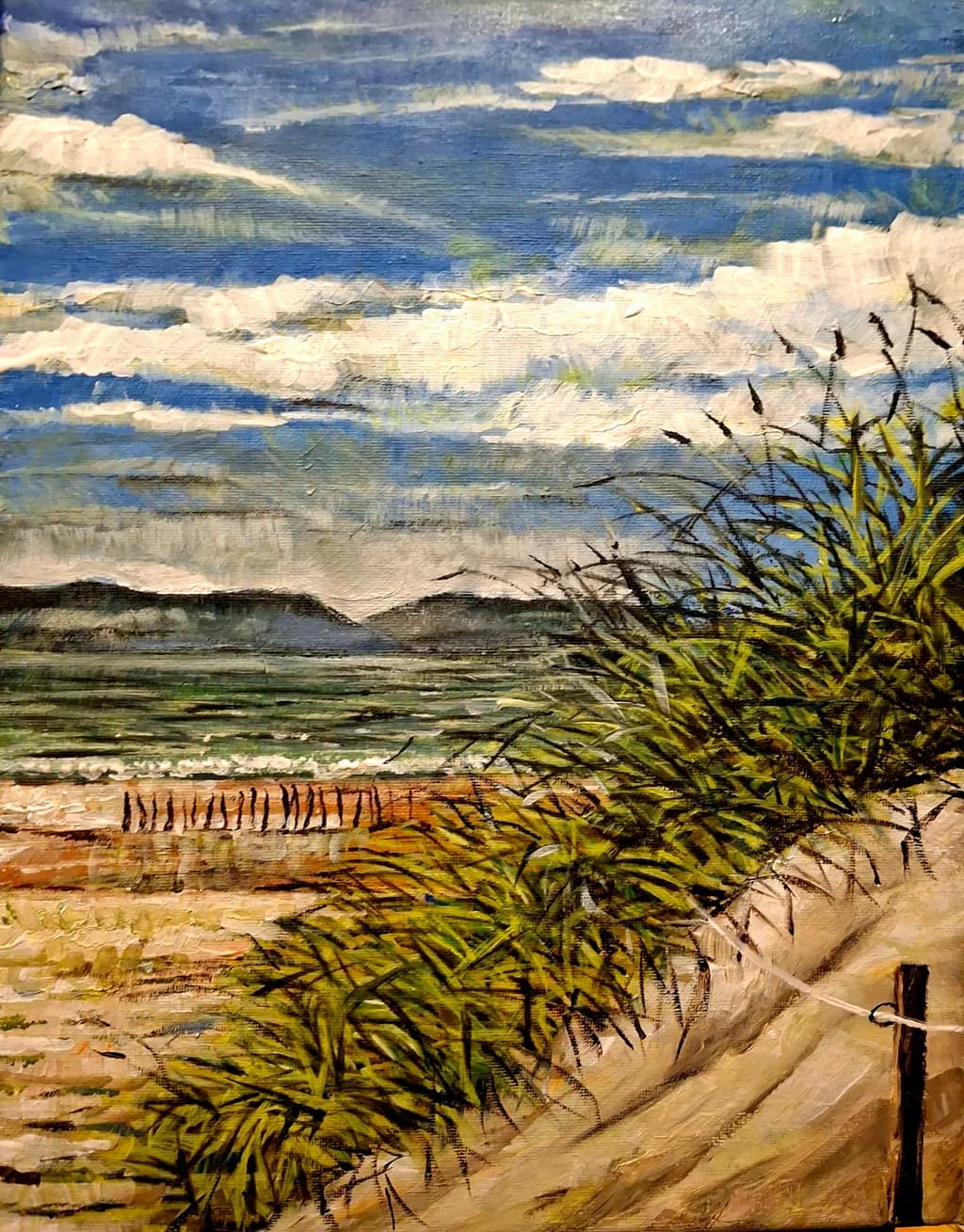 Whispers of the Shore: A Serene Coastal Landscape in Vibrant Hues