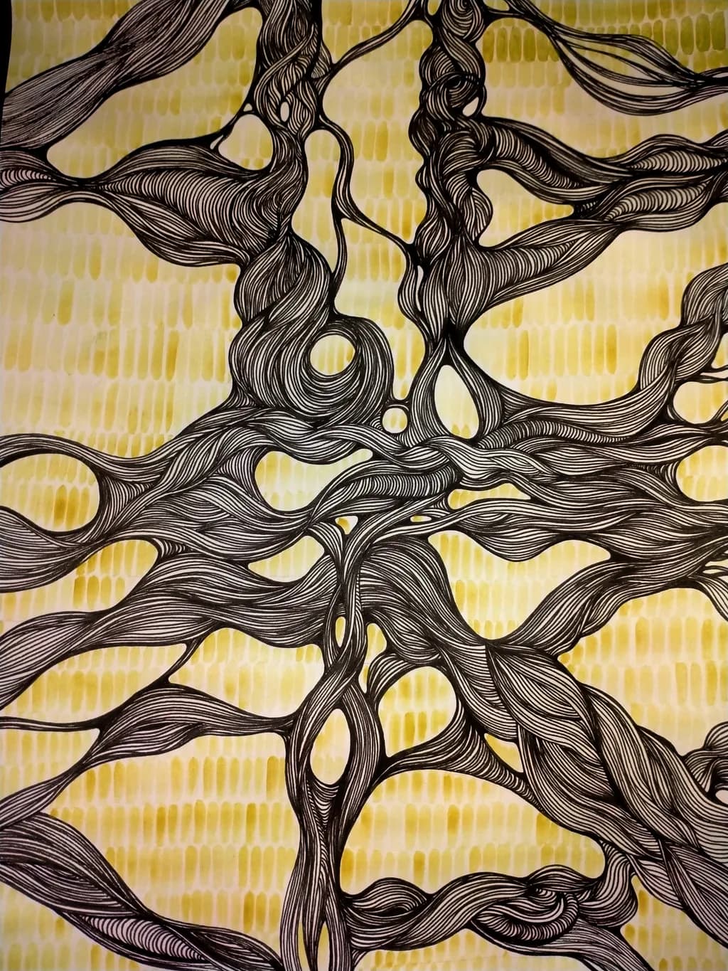 Whispers of Yellow: An Organic Dance of Monochrome Patterns