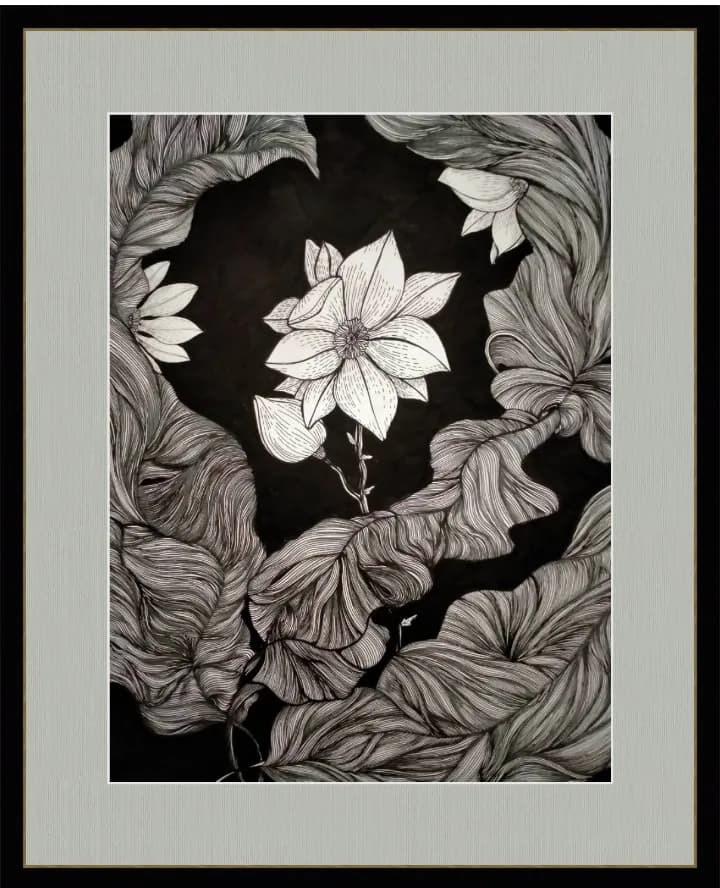 Whispers of Monochrome: A Delicate Dance of Floral Elegance