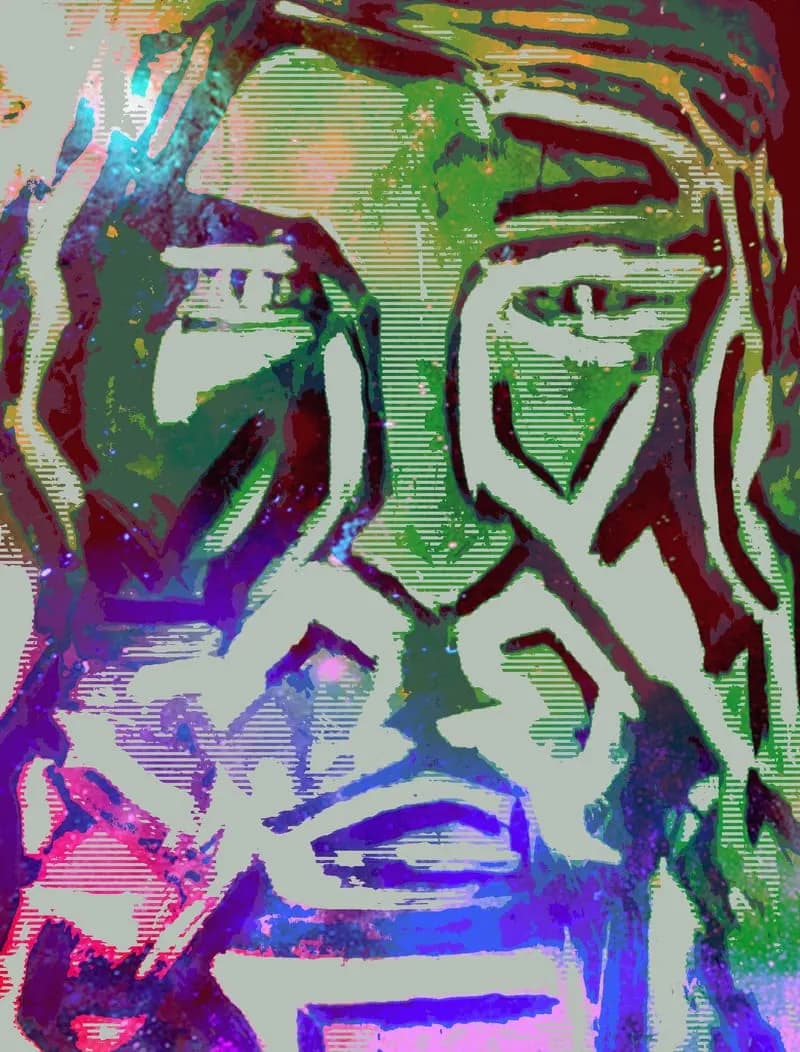 Vibrant Echoes: A Psychedelic Portrait of Expression and Color