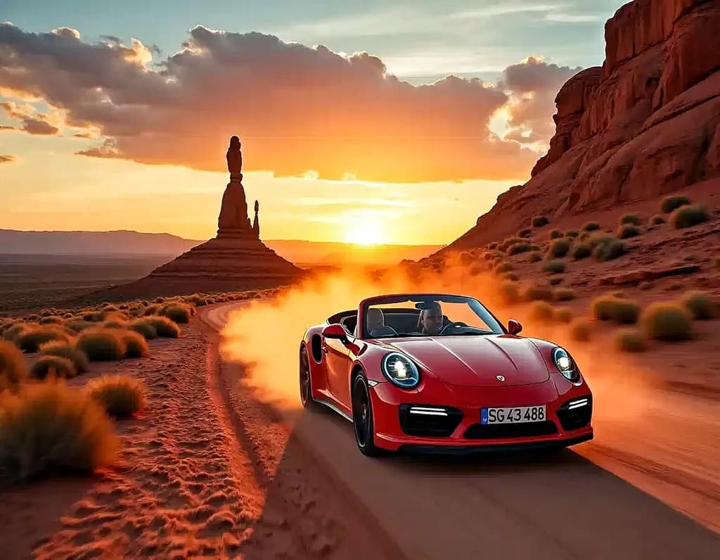 Desert Dreams: A Porsche Journey at Sunset