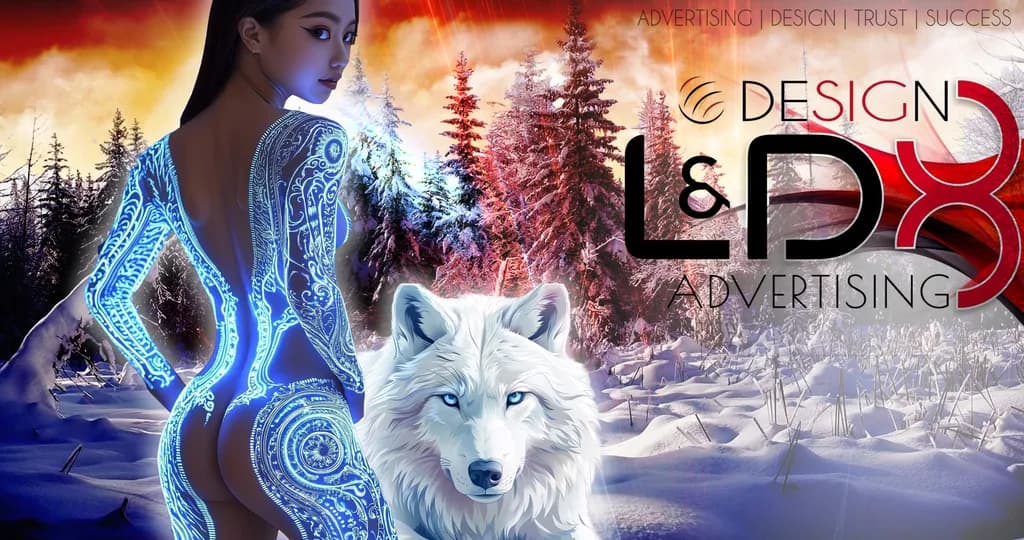 Ethereal Connections: A Dance of Light and Nature with a Mystical Wolf Companion