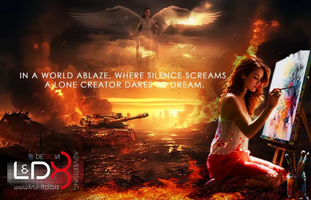 In a World Ablaze: A Creator's Dream Amidst Destruction and Hope