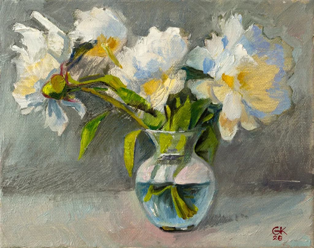White Peonies in Vase