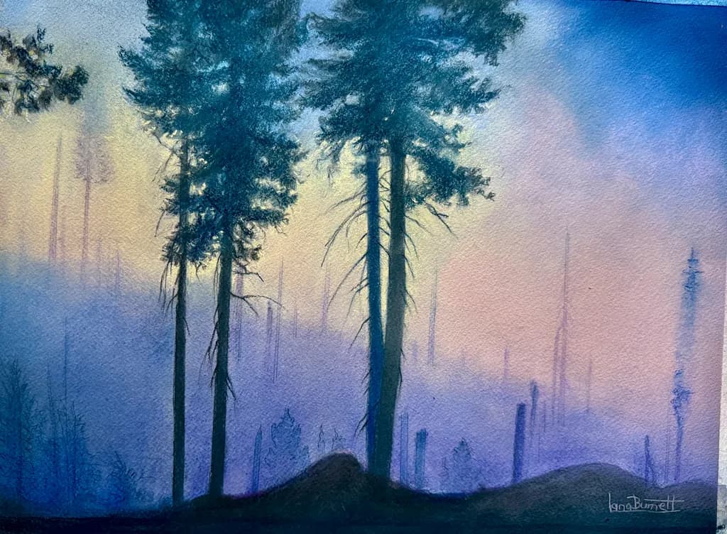 Whispers of the Forest: A Serene Pastel Landscape in Misty Hues