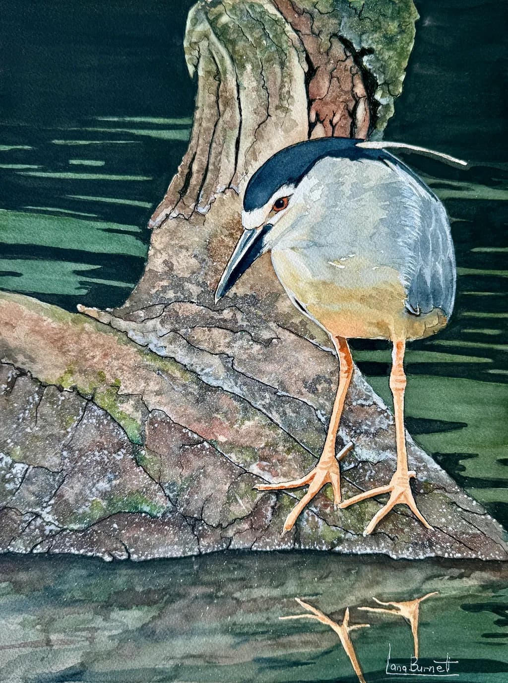 Whispers of Nature: A Realistic Watercolor Portrait of a Heron by Lana Burnett