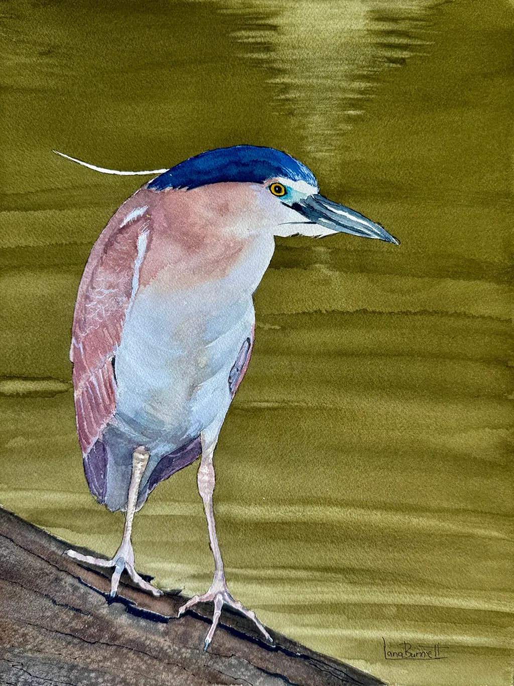 Vibrant Elegance: A Watercolor Portrait of a Heron in Nature's Embrace