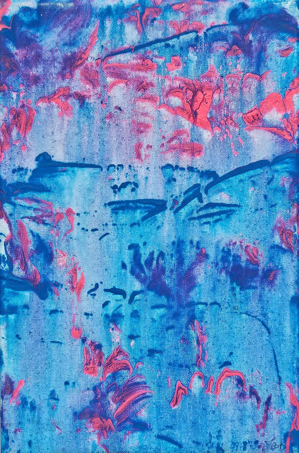 Vibrant Harmony: An Abstract Dance of Blue and Pink Textures