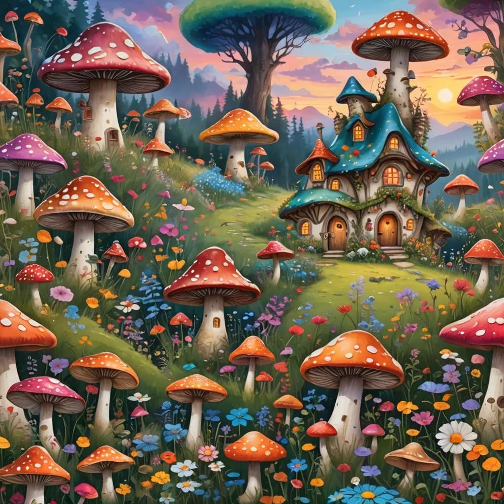 Whimsical Sanctuary: A Journey Through Enchanted Mushroom Meadows