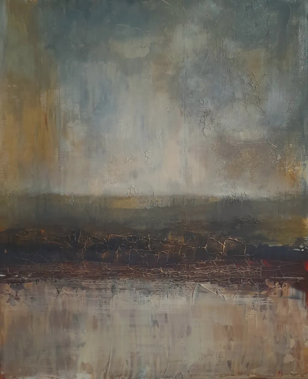 Whispers of Serenity: An Ethereal Abstract Landscape in Muted Textures