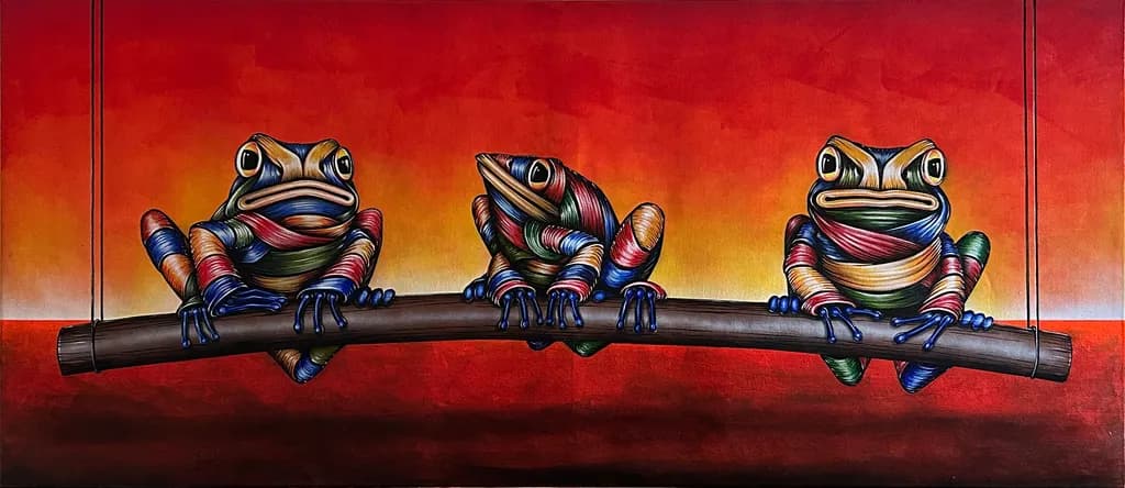 Ca-Chi-Pun Frogs on Branch