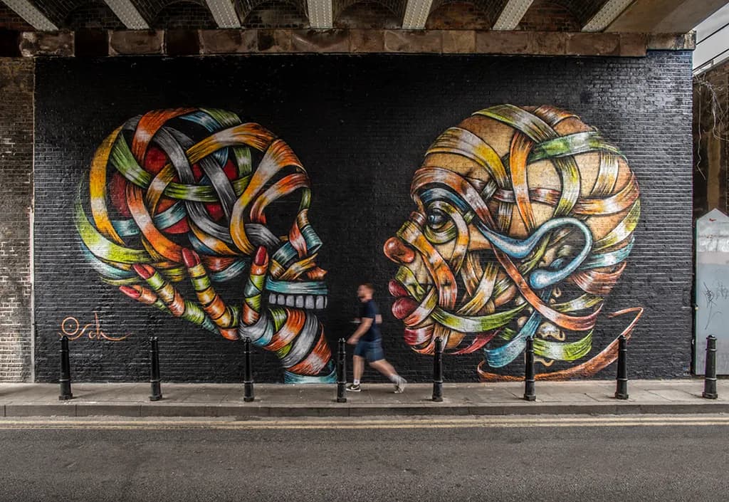 Colorful Connections: A Surreal Urban Portrait of Life and Death