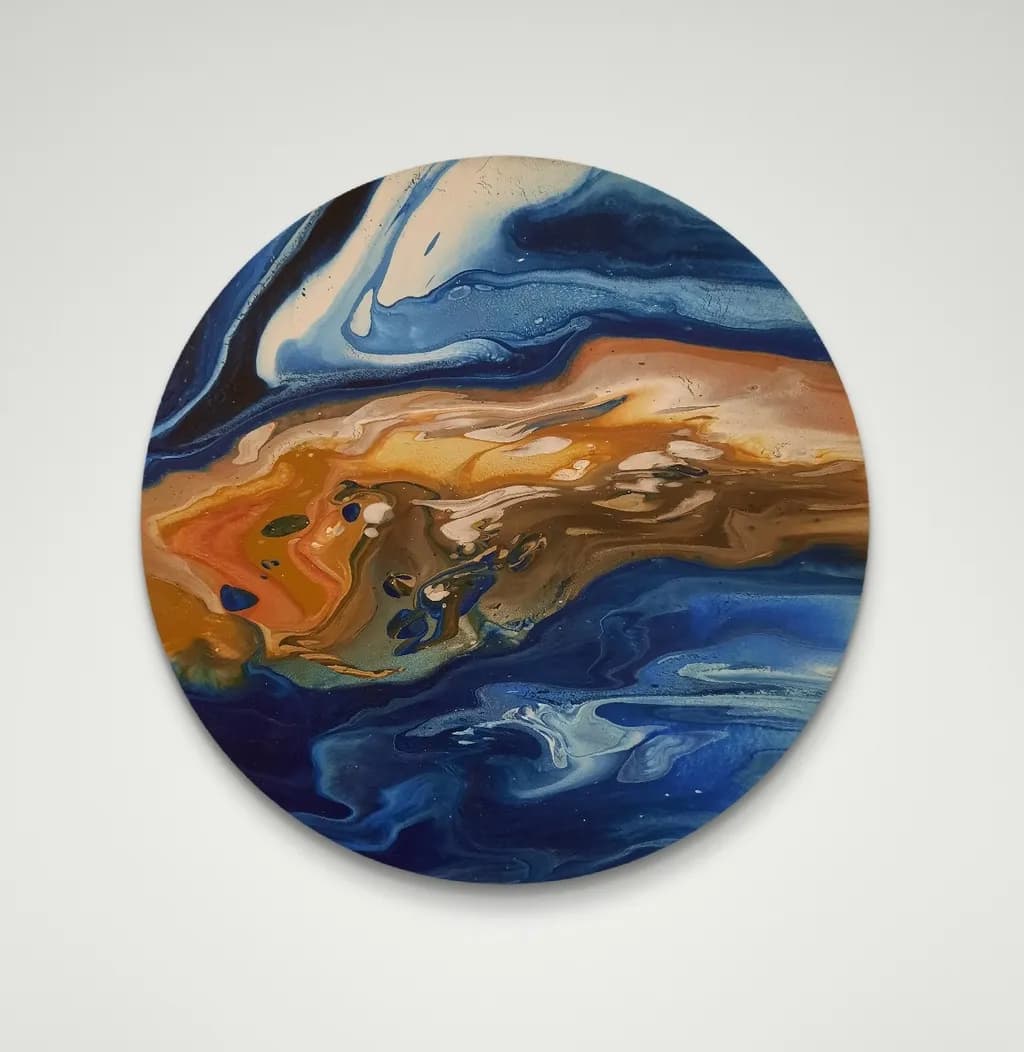 Celestial Harmony: A Dance of Oceanic Blues and Earthy Tones