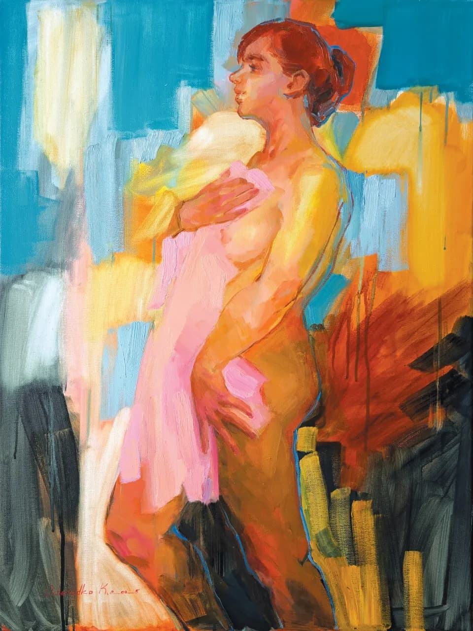 Ethereal Embrace: A Dance of Color and Form in Contemporary Nude Art