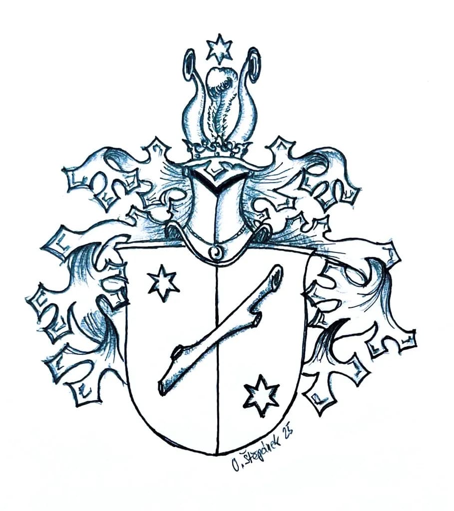 Heraldic Elegance: A Detailed Emblem of Crest and Stars