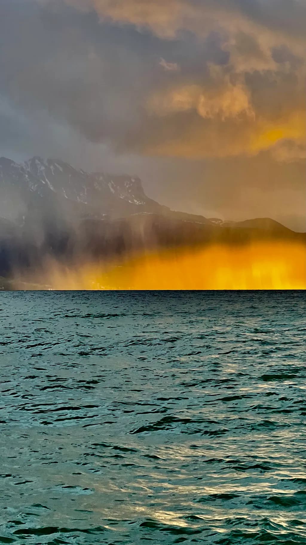 Mountain Light Over Sea