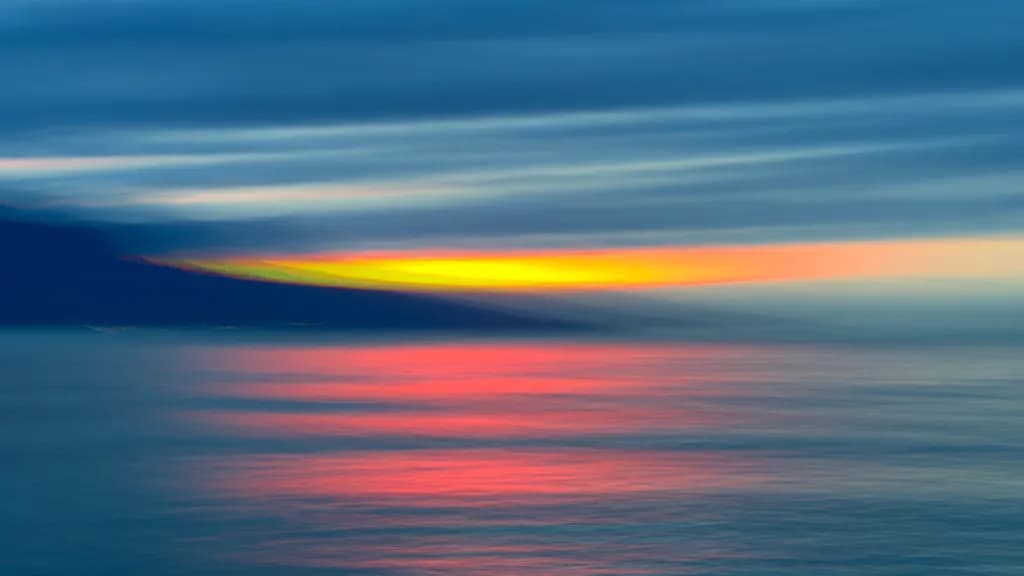 Serene Reflections: An Abstract Sunset Over Tranquil Waters