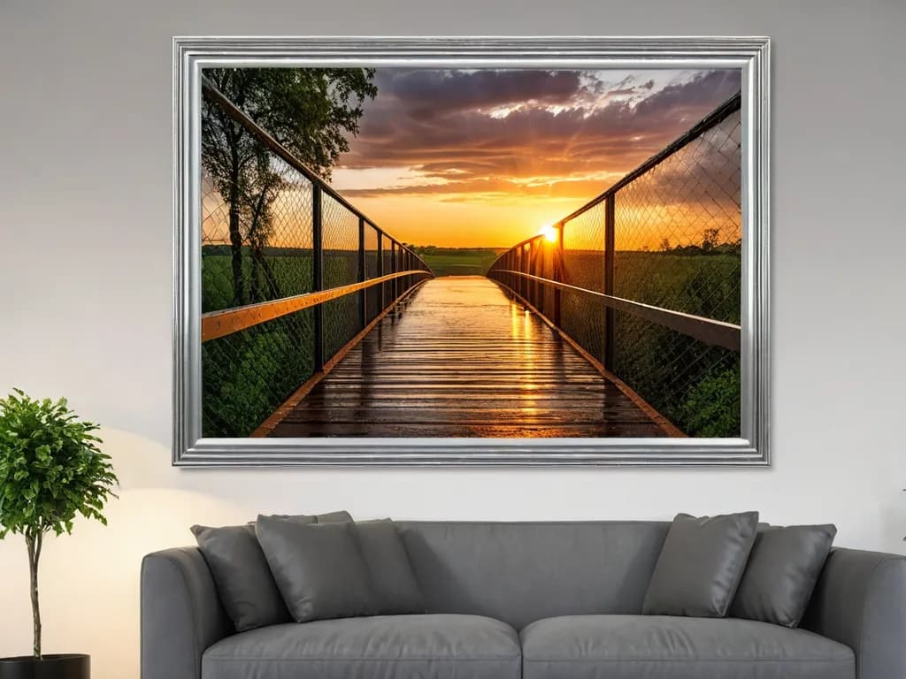 Golden Pathway: Embracing the Sunset's Whisper on a Tranquil Bridge