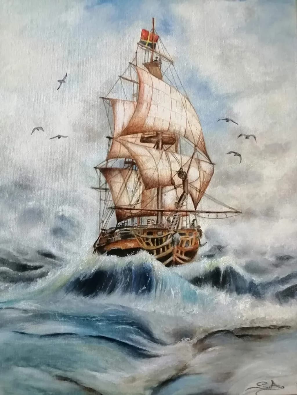 Ocean's Fury: A Nautical Adventure with a Majestic Ship Battling the Stormy Seas