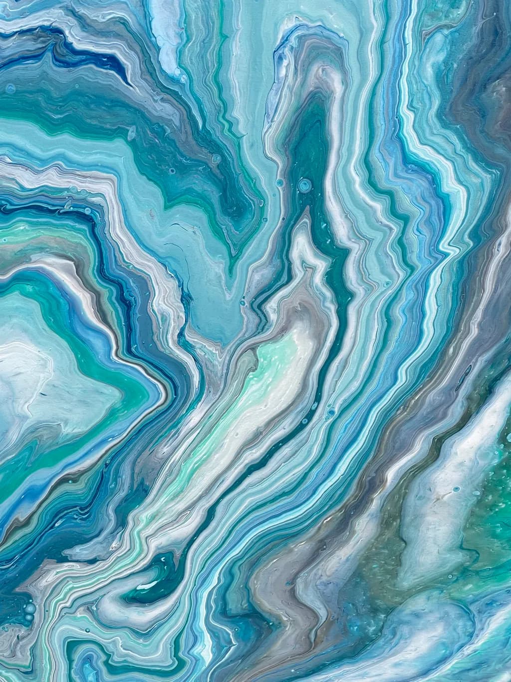 Oceanic Whispers: A Fluid Dance of Teal and Turquoise Tides in Abstract Artistry