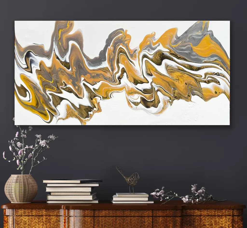 Golden Whispers: A Fluid Dance of Earthy Tones and Elegance