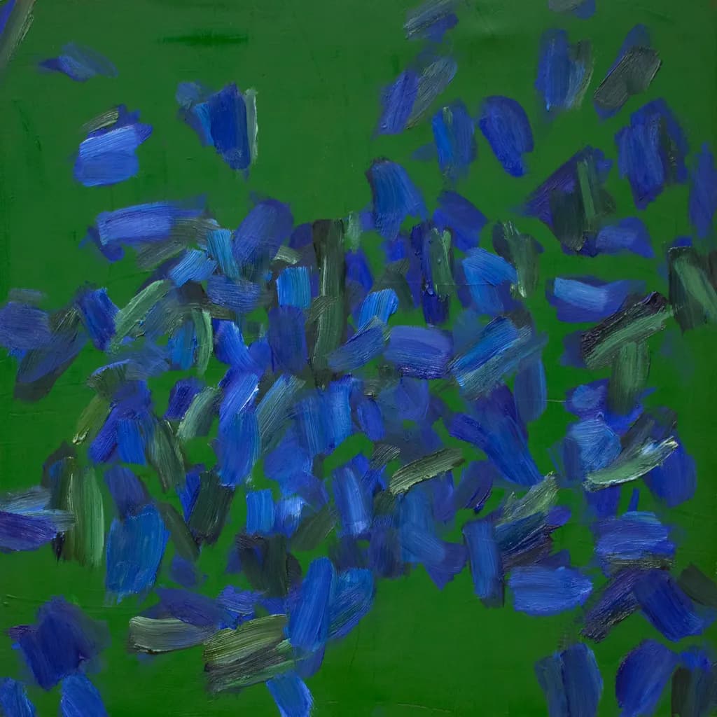 Blue Strokes on Green