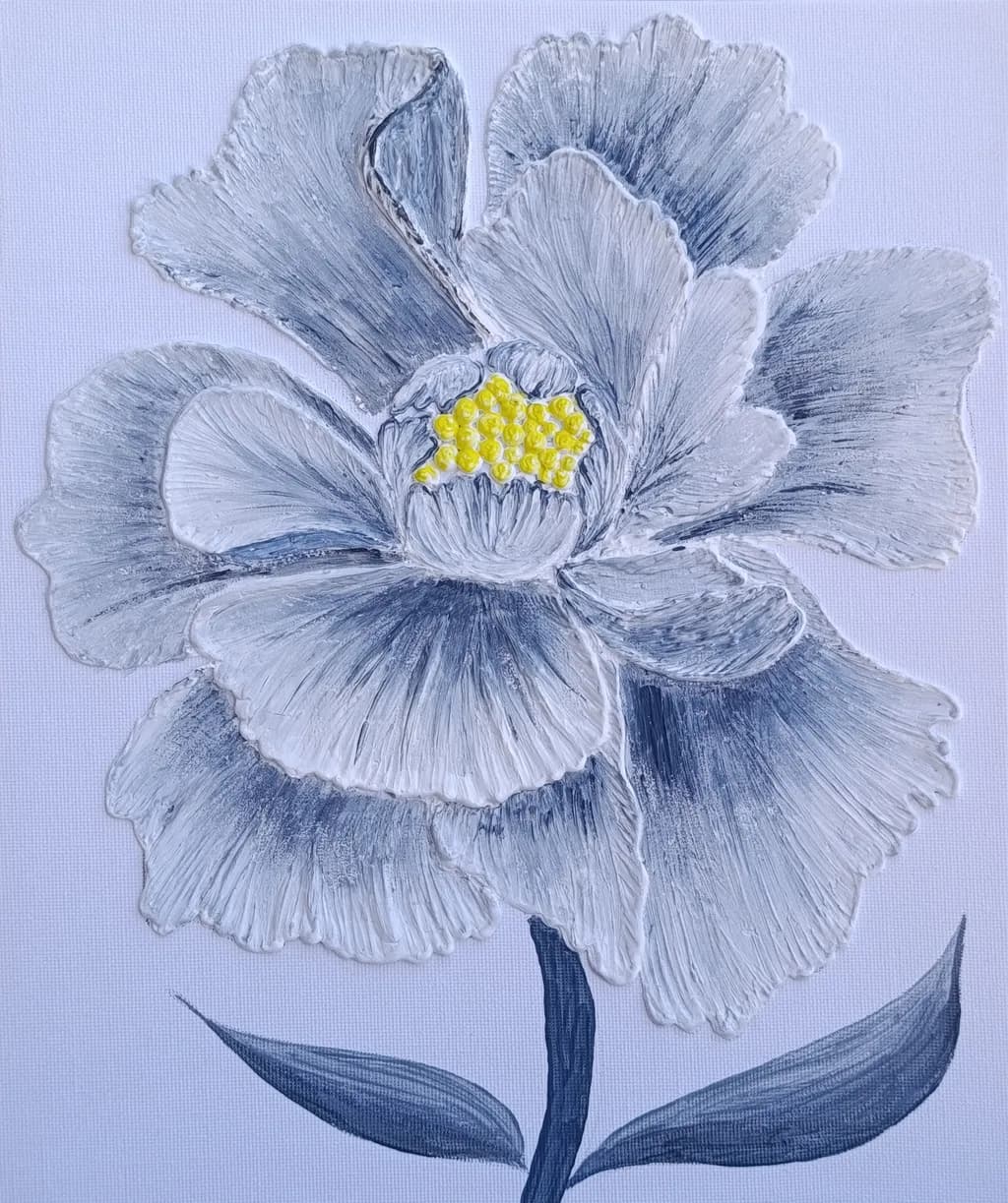 Whispers of Gray: A Textured Floral Elegance with Yellow Accents